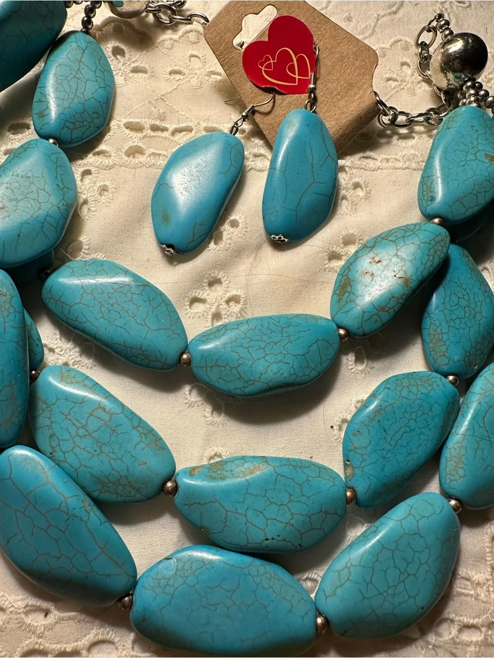 paparazzi Zi Turquoise Blue Multi-Strand Beaded Necklace with Drop Earrings